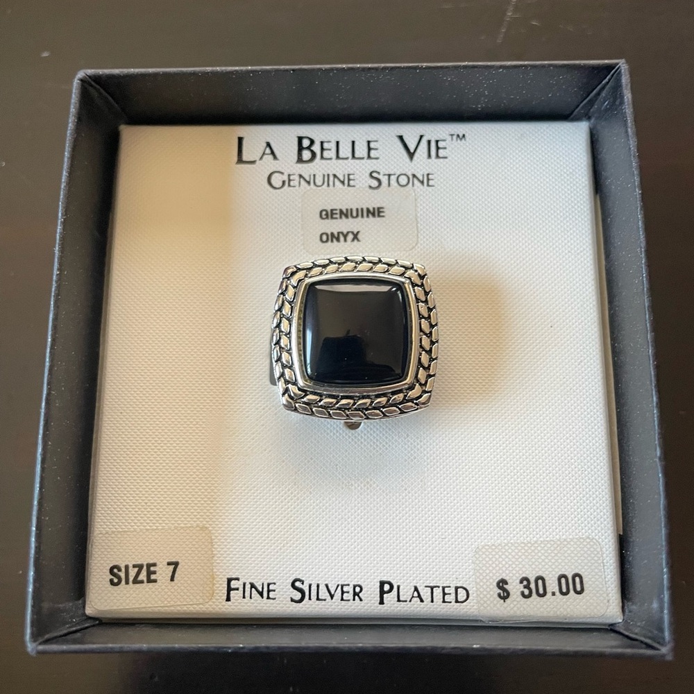 La Belle Vie Silver and Black Onyx Ring